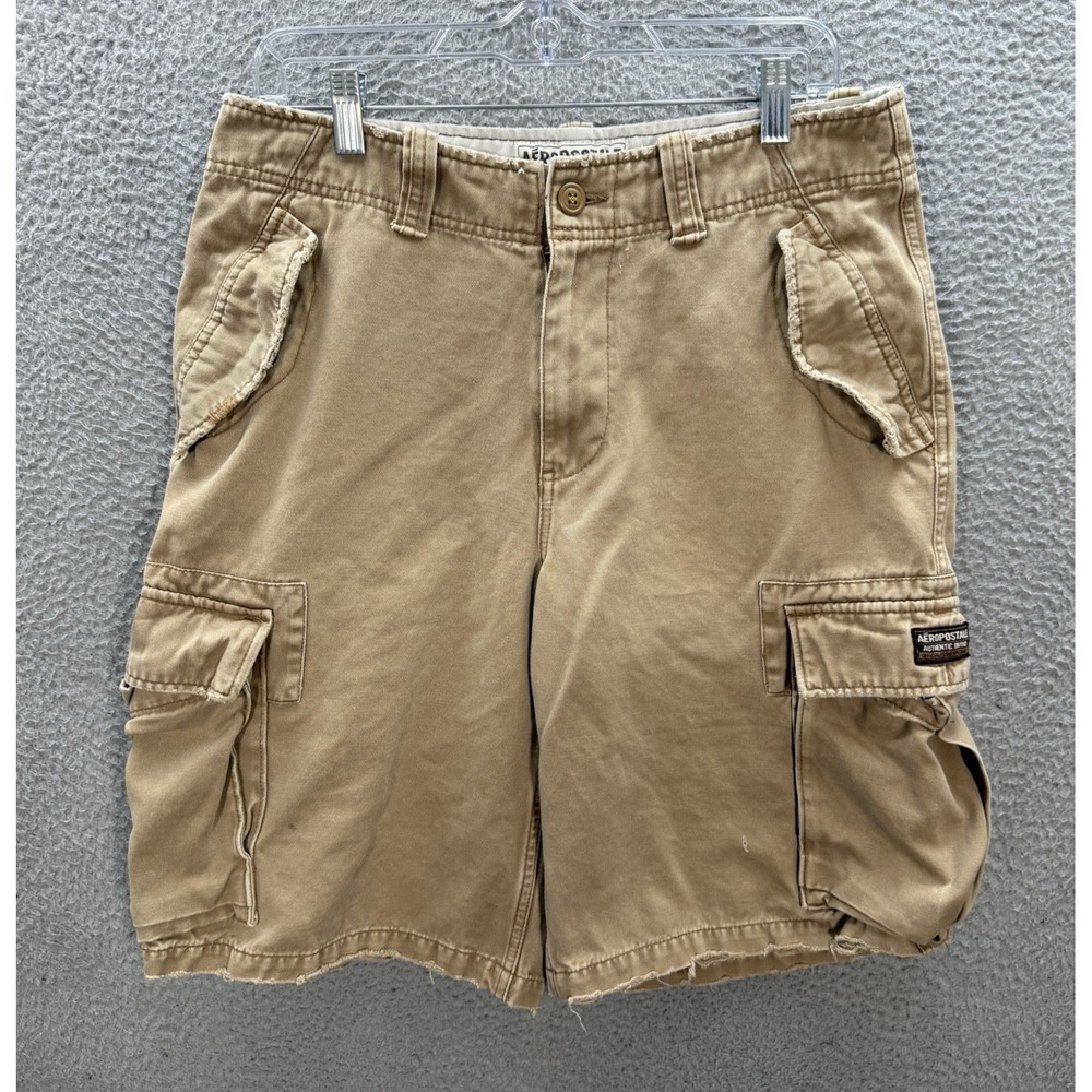 Vintage Aeropostale Shorts Mens 31‎ Tan Cargo Distressed Grunge Skater 90s Y2K